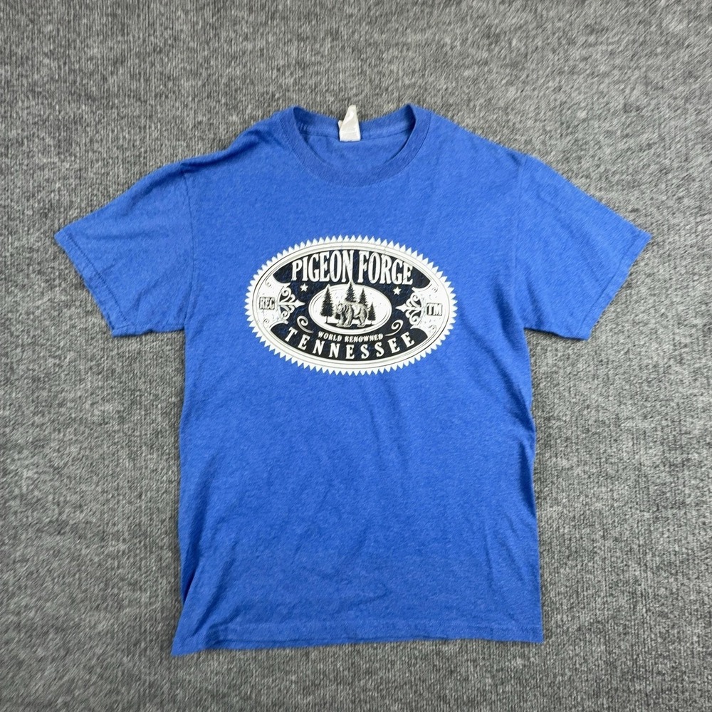 VTG Fruit Of The Loom Shirt Small Blue Pigeon Forge Tennessee Bear Graphic Tee‎
